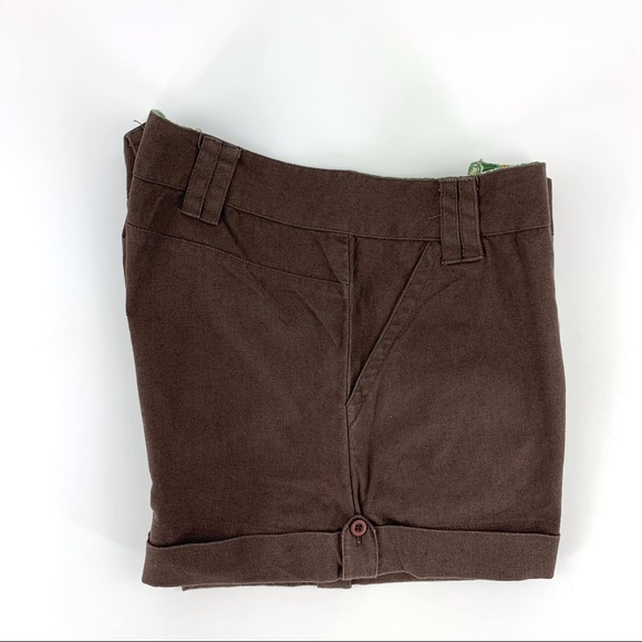 Billabong Brown Linen Blend Button Front Cuffed Shorts, 7 - Picture 4 of 15